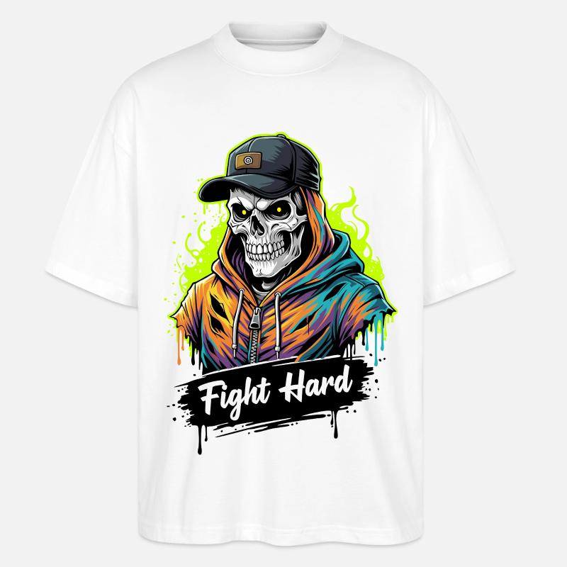 KÄMPFE HART - Stanley/Stella Oversized Unisex Bio T-Shirt Blaster 2.0 - Weiß