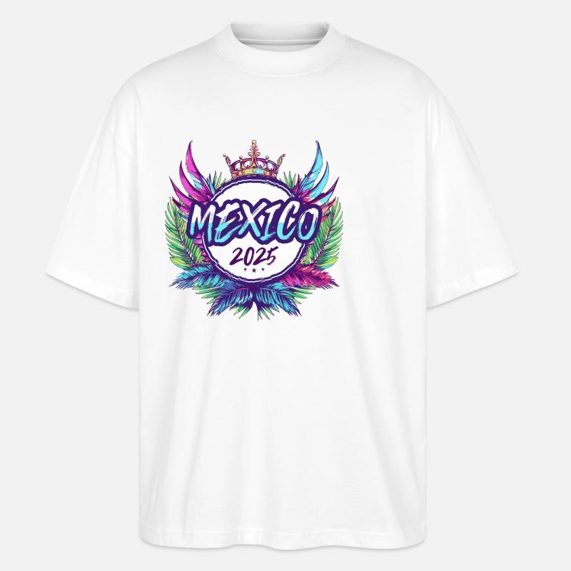 Mexiko 2025 Bunt - Stanley/Stella Oversized Unisex Bio T-Shirt Blaster 2.0 - Weiß