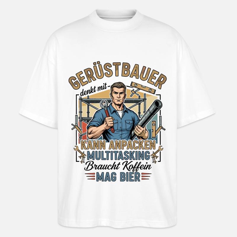 Der Gerüstbauer - Stanley/Stella Oversized Unisex Bio T-Shirt Blaster 2.0 - Weiß