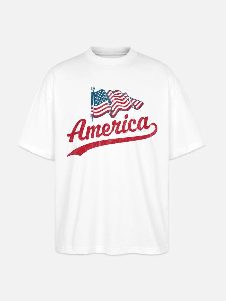 Amerika Flagge - Stanley/Stella Oversized Unisex Bio T-Shirt Blaster 2.0 - Weiß