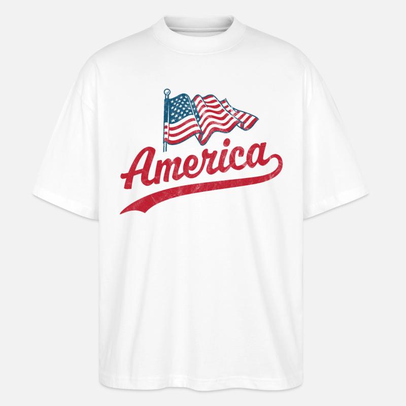 Drapeau de l’Amérique - T-shirt bio Blaster 2.0 coupe oversize Stanley/Stella Unisexe - blanc