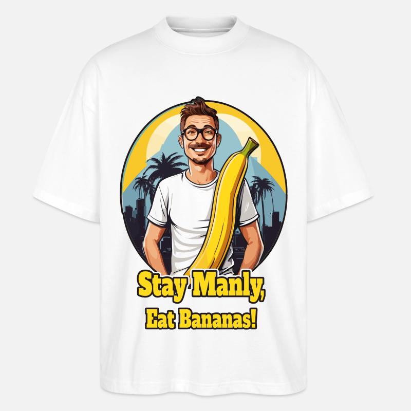 Männer Banane - Stanley/Stella Oversized Unisex Bio T-Shirt Blaster 2.0 - Weiß