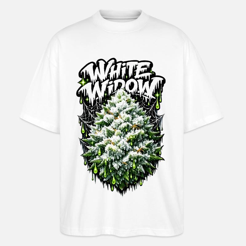 White Widow Cannabis Graffiti-Druck - Stanley/Stella Oversized Unisex Bio T-Shirt Blaster 2.0 - Weiß