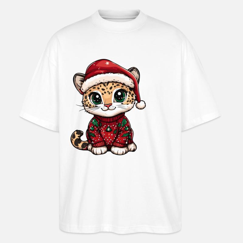 Leopard Weihnachten Comic - Stanley/Stella Oversized Unisex Bio T-Shirt Blaster 2.0 - Weiß