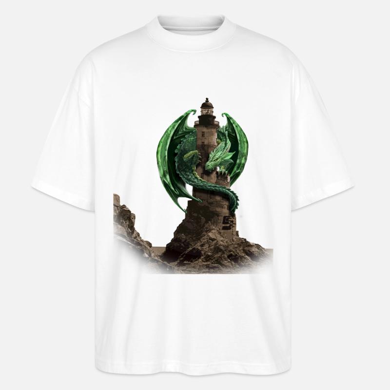 dragon lighthouse by customstyle - T-shirt bio Blaster 2.0 coupe oversize Stanley/Stella Unisexe - blanc