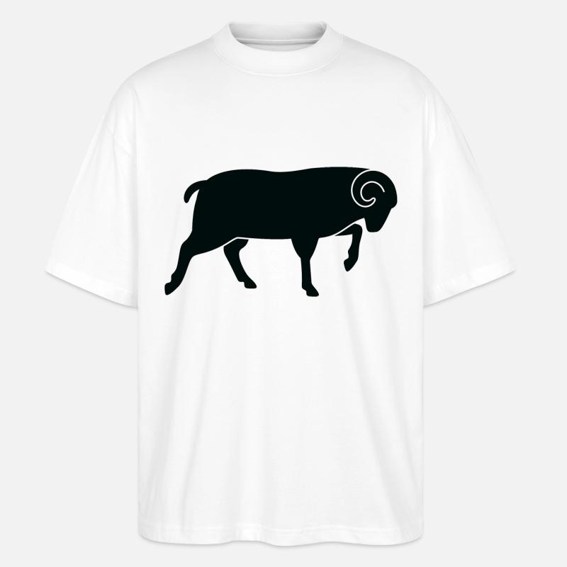 Ein laufender Schafbock - Stanley/Stella Oversized Unisex Bio T-Shirt Blaster 2.0 - Weiß