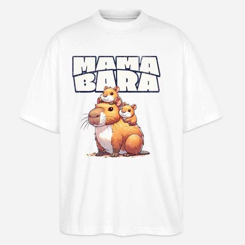 Mamabara Mutter Capybara - Stanley/Stella Oversized Unisex Bio T-Shirt Blaster 2.0 - Weiß