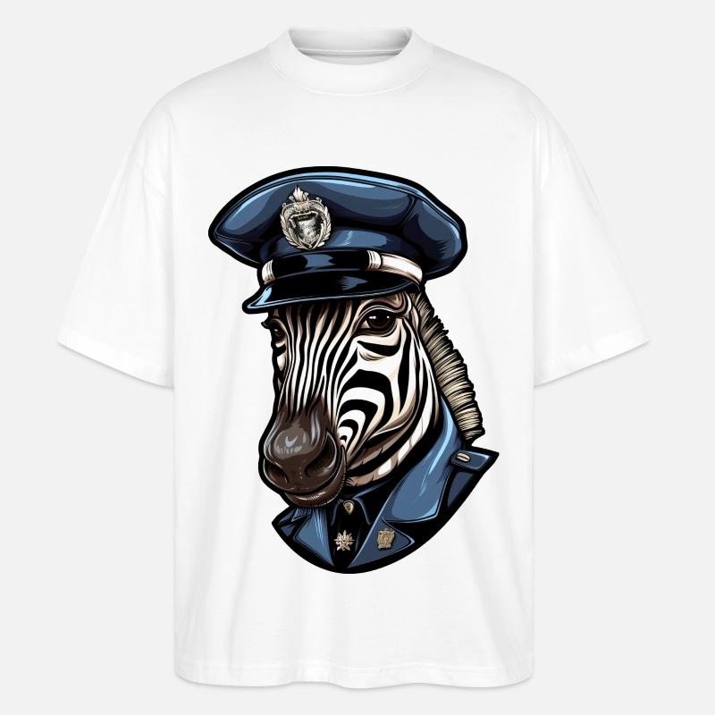 Zebra Polizei - Stanley/Stella Oversized Unisex Bio T-Shirt Blaster 2.0 - Weiß