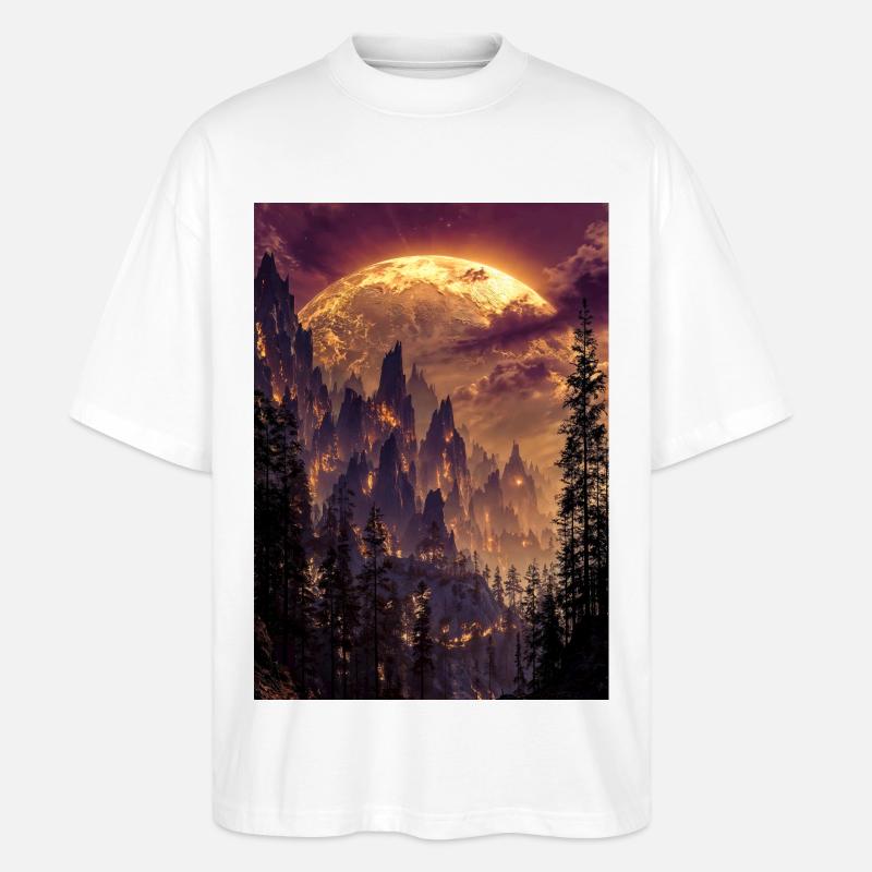 Feuriger Gipfel in der Abenddämmerung - Stanley/Stella Oversized Unisex Bio T-Shirt Blaster 2.0 - Weiß