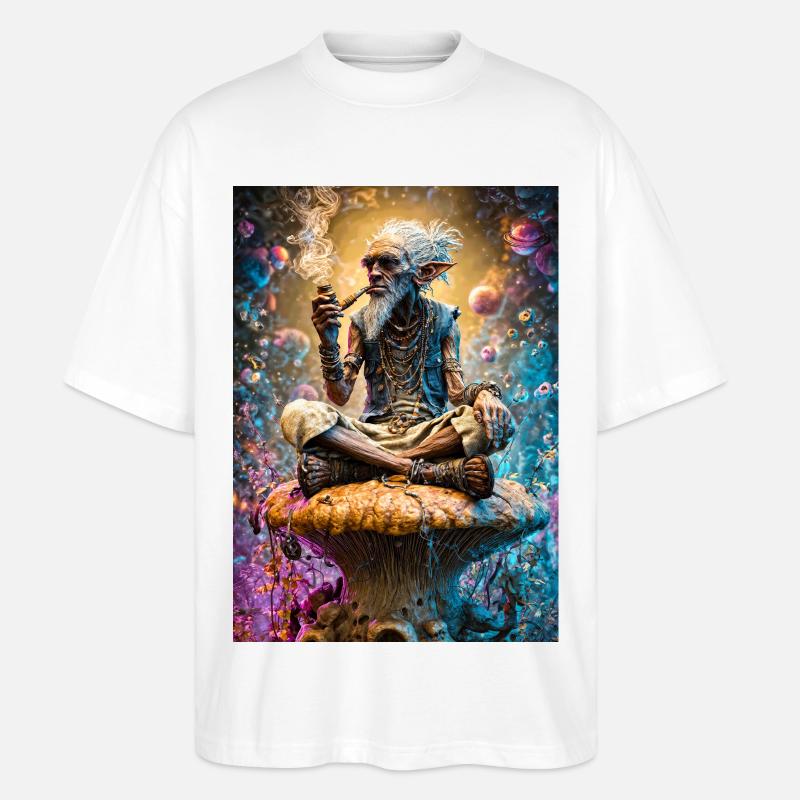 Psychedelischer Goblin-Salbei auf Pilz - Stanley/Stella Oversized Unisex Bio T-Shirt Blaster 2.0 - Weiß