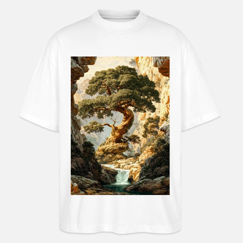 Uralter Baum in den Canyon Falls - Stanley/Stella Oversized Unisex Bio T-Shirt Blaster 2.0 - Weiß