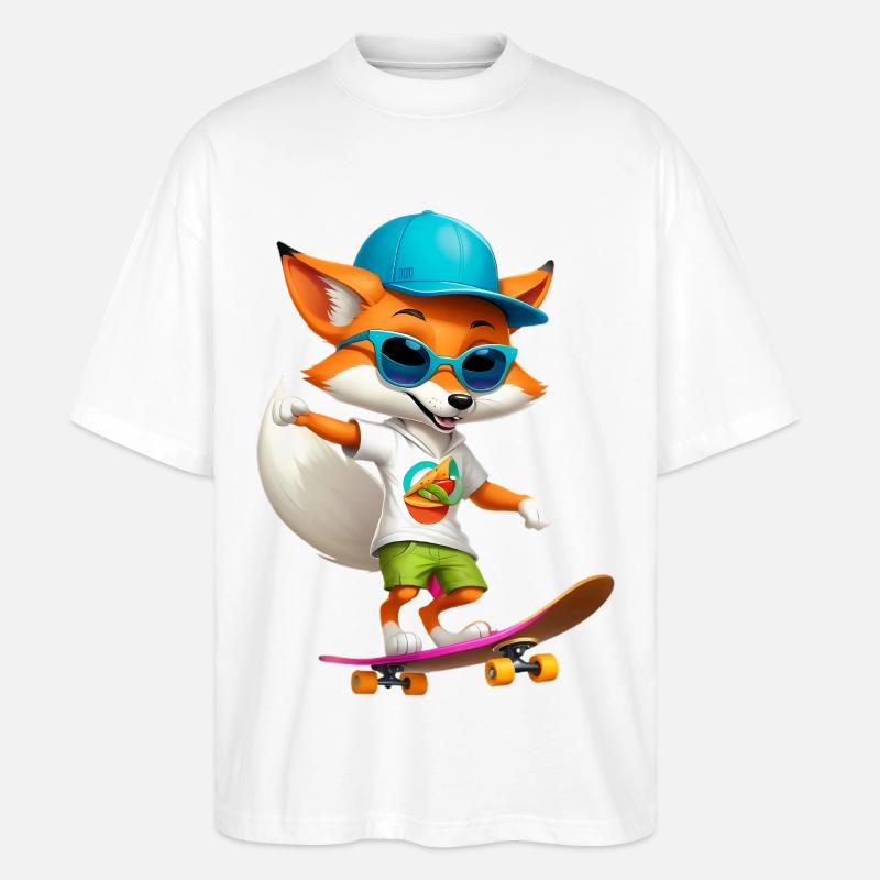 Fuchs Skateboarder Taco - Stanley/Stella Oversized Unisex Bio T-Shirt Blaster 2.0 - Weiß