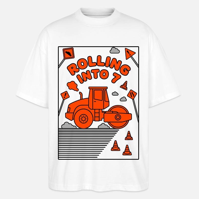 Rolling Into 7 Dampfwalze - Stanley/Stella Oversized Unisex Bio T-Shirt Blaster 2.0 - Weiß