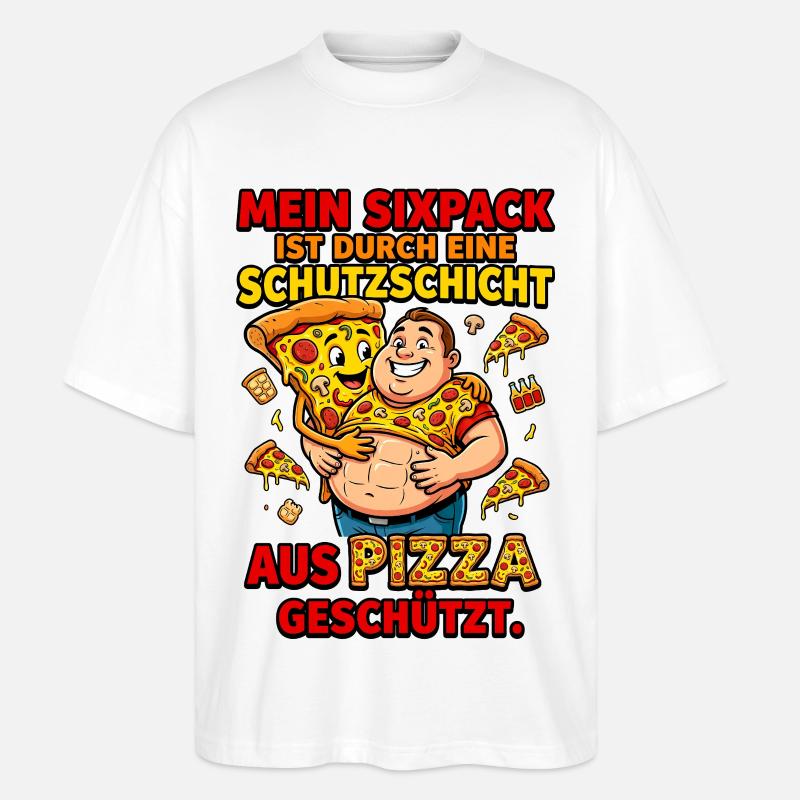 Pizza Sixpack Protective Layer Meme - Stanley/Stella Oversized Unisex Organic T-shirt Blaster 2.0 - white