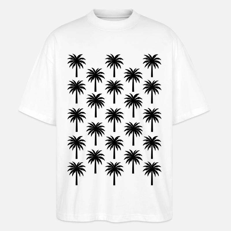 Palmen Muster schwarze Palme - Stanley/Stella Oversized Unisex Bio T-Shirt Blaster 2.0 - Weiß
