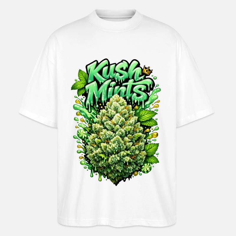 Kush Mints Graffiti Bud Print - Stanley/Stella Oversized Unisex Bio T-Shirt Blaster 2.0 - Weiß