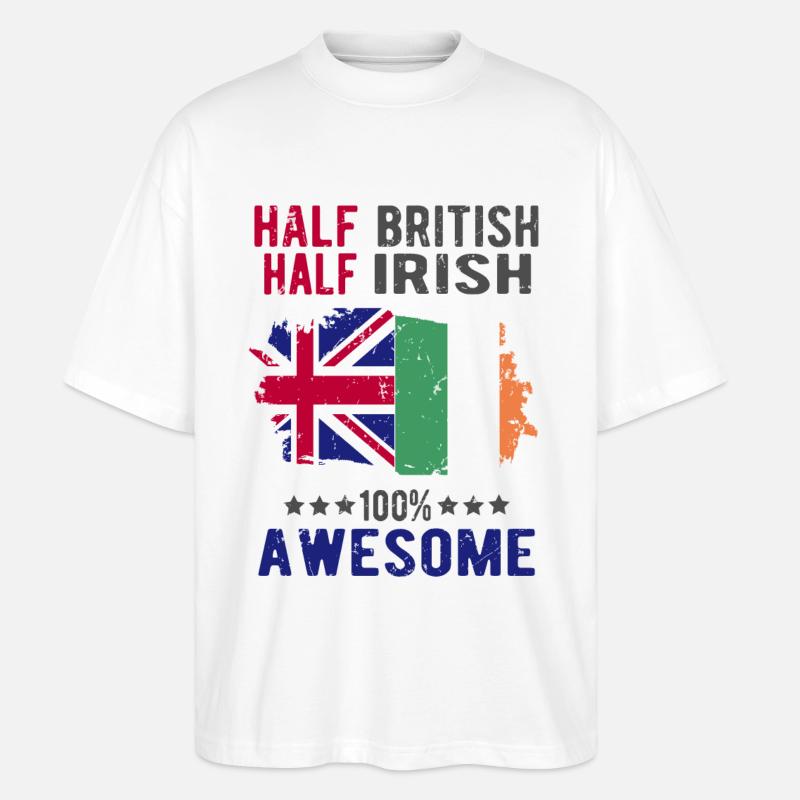 Halb Brite Halb Ire - Stanley/Stella Oversized Unisex Bio T-Shirt Blaster 2.0 - Weiß