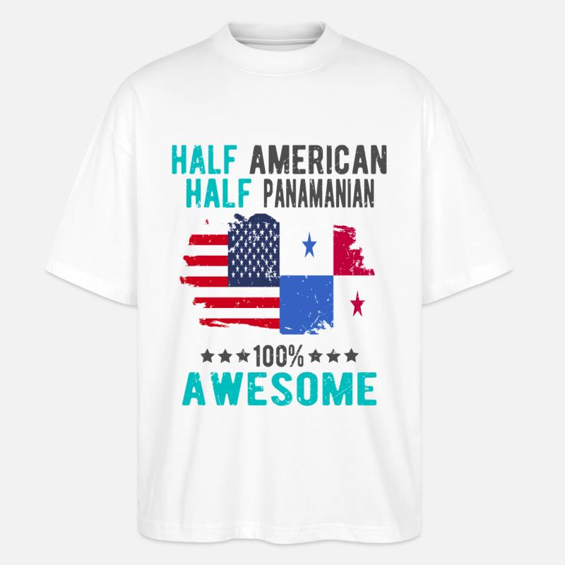 Halb Amerikaner Halb Panamese - Stanley/Stella Oversized Unisex Bio T-Shirt Blaster 2.0 - Weiß