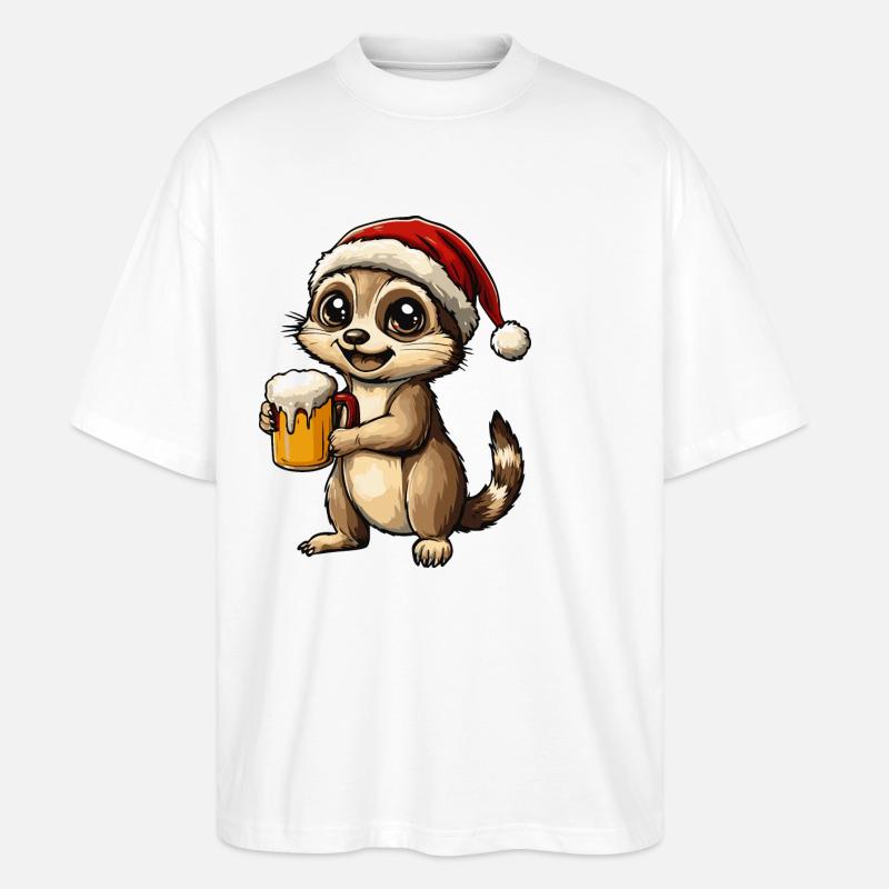 Erdmännchen Bier Xmas Weihnachten - Stanley/Stella Oversized Unisex Bio T-Shirt Blaster 2.0 - Weiß