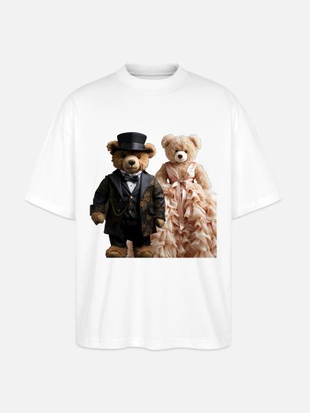Two teddy bears newly married - Stanley/Stella Oversized Unisex Organic T-shirt Blaster 2.0 - white