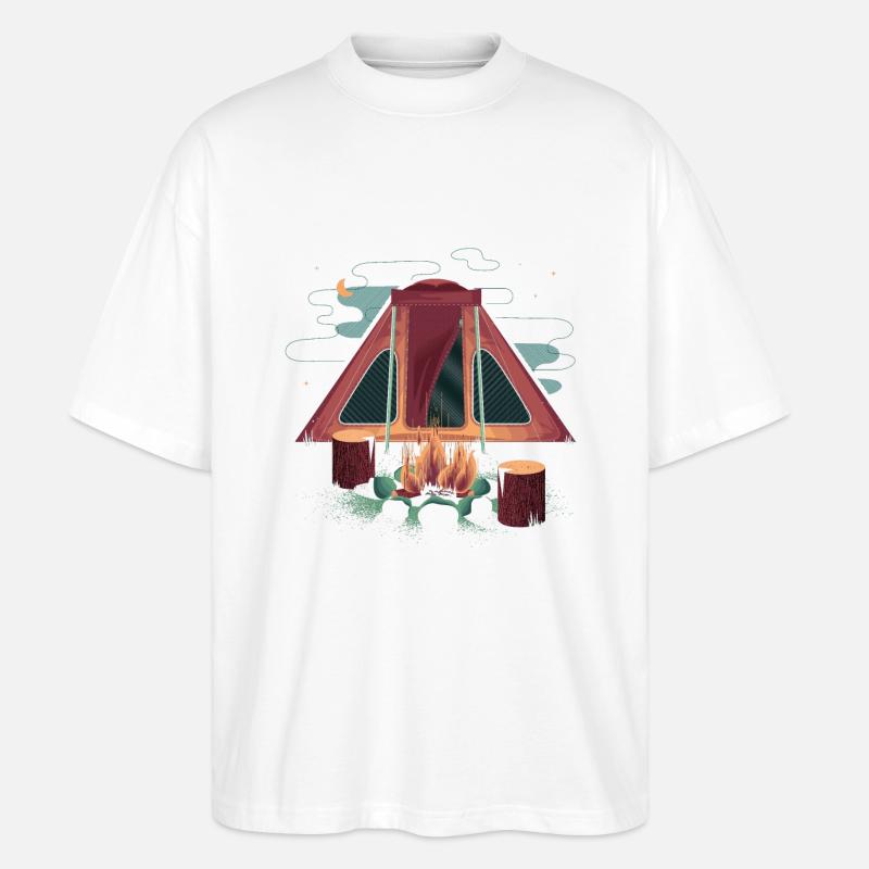 Camping Shirt - Stanley/Stella Oversized Unisex Bio T-Shirt Blaster 2.0 - Weiß