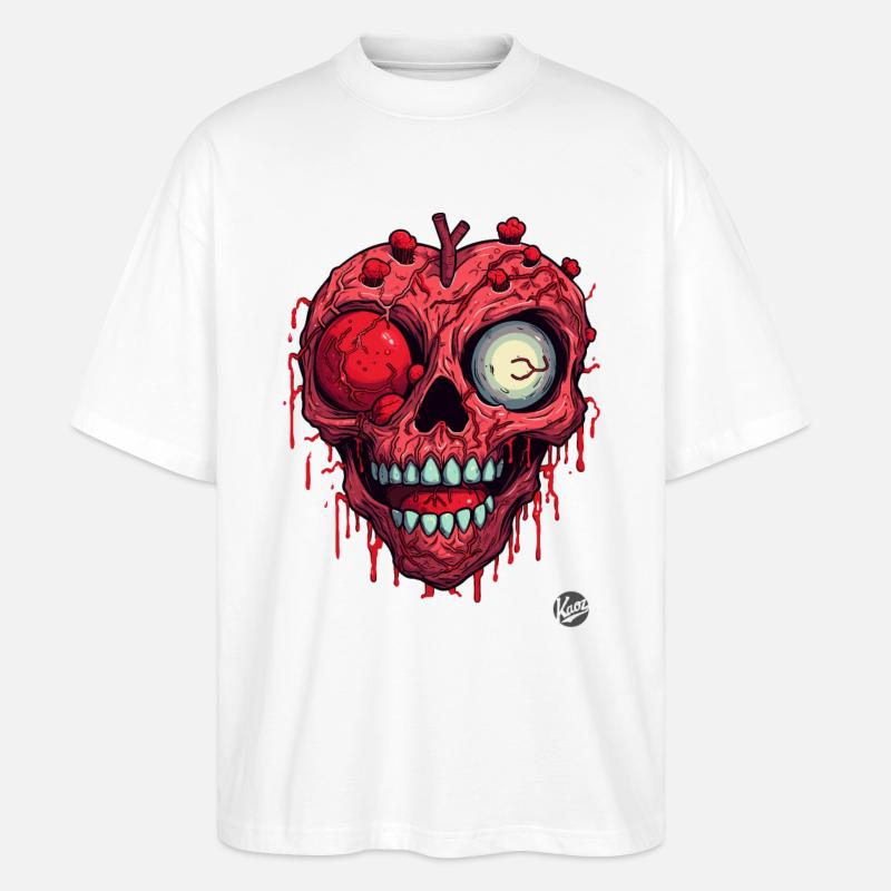 Zombi Totenkopf Herz - Stanley/Stella Oversized Unisex Bio T-Shirt Blaster 2.0 - Weiß