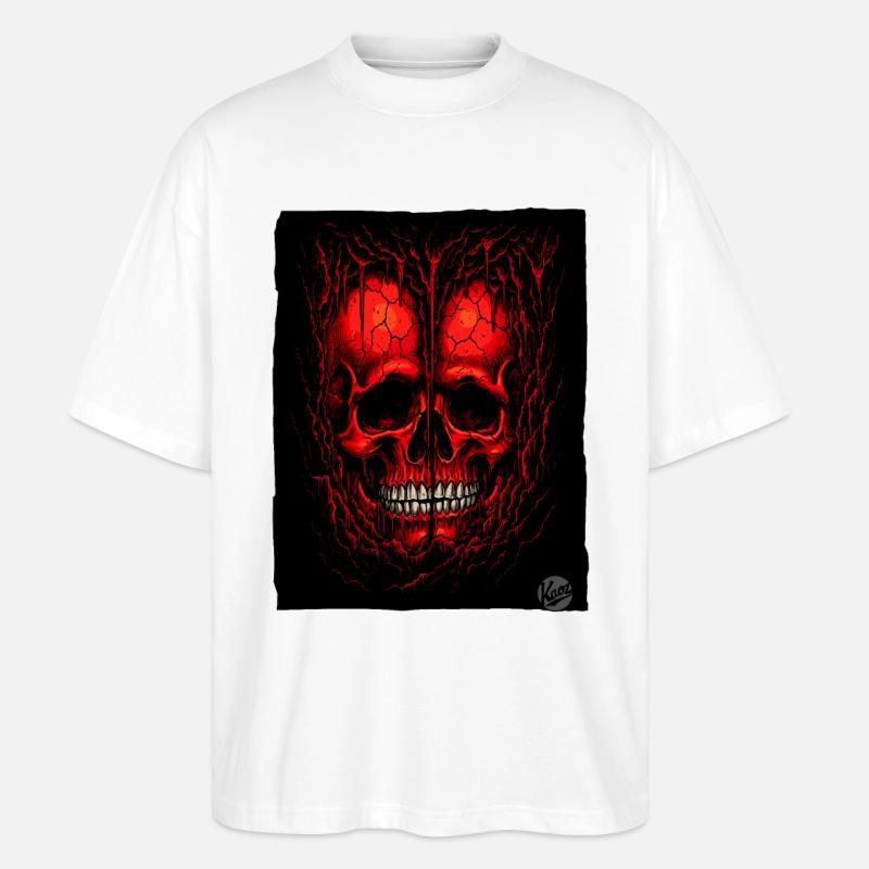 Deux crânes rouges - T-shirt bio Blaster 2.0 coupe oversize Stanley/Stella Unisexe - blanc