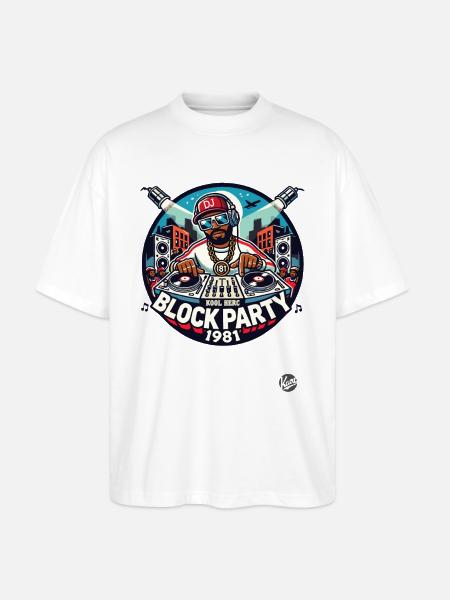 1980s Hip-Hop DJ Block Party - Stanley/Stella Oversized Unisex Organic T-shirt Blaster 2.0 - white