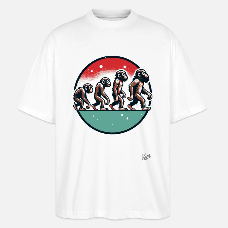 Evolution du singe - T-shirt bio Blaster 2.0 coupe oversize Stanley/Stella Unisexe - blanc