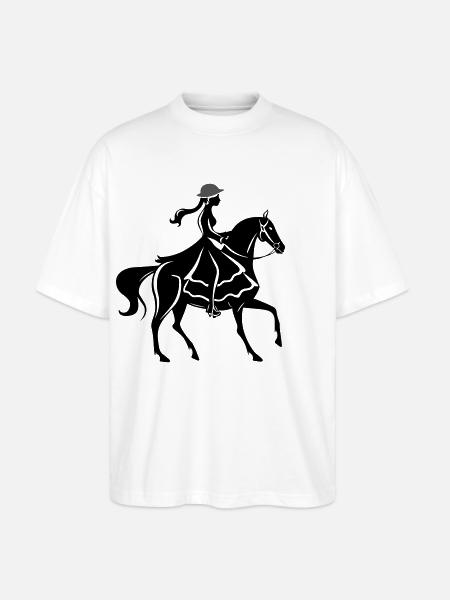 Mädchen Pferd Reiten - Stanley/Stella Oversized Unisex Bio T-Shirt Blaster 2.0 - Weiß