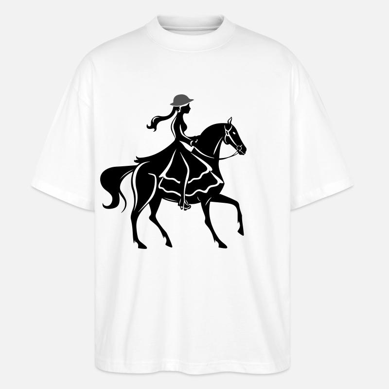 Mädchen Pferd Reiten - Stanley/Stella Oversized Unisex Bio T-Shirt Blaster 2.0 - Weiß