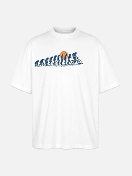 Evolution Vom Affen Zum Fahrradfahrer - Stanley/Stella Oversized Unisex Bio T-Shirt Blaster 2.0 - Weiß