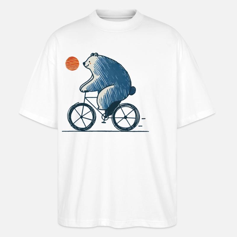 Fahrrad Bären Abenteuer Radfahren - Stanley/Stella Oversized Unisex Bio T-Shirt Blaster 2.0 - Weiß