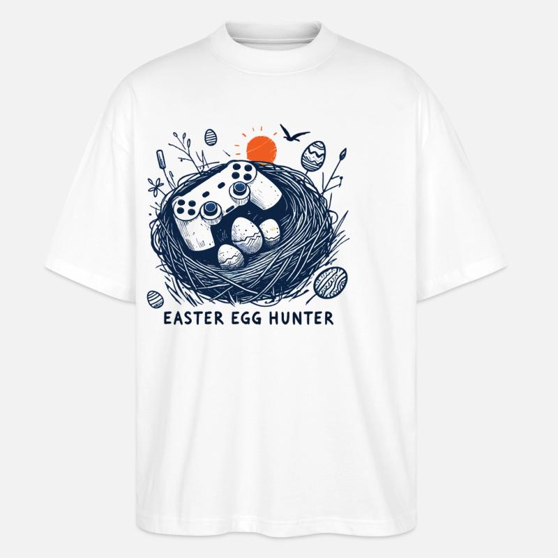 Gaming Osterei Jäger Controller Spaß - Stanley/Stella Oversized Unisex Bio T-Shirt Blaster 2.0 - Weiß
