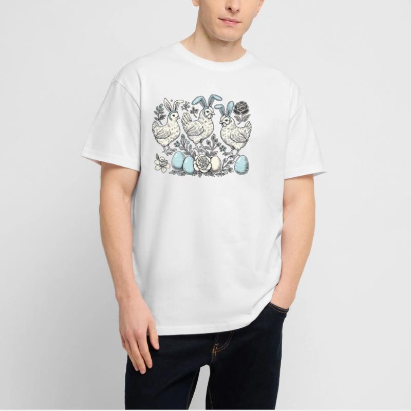 Easter Chickens Chick Retro Easter Bunny Chicken Stanley/Stella Oversized Unisex Organic T-shirt Blaster 2.0