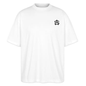 SA Logo - T-shirt bio Blaster 2.0 coupe oversize Stanley/Stella Unisexe - blanc - Devant - Alina (178cm) & Michal (187cm)