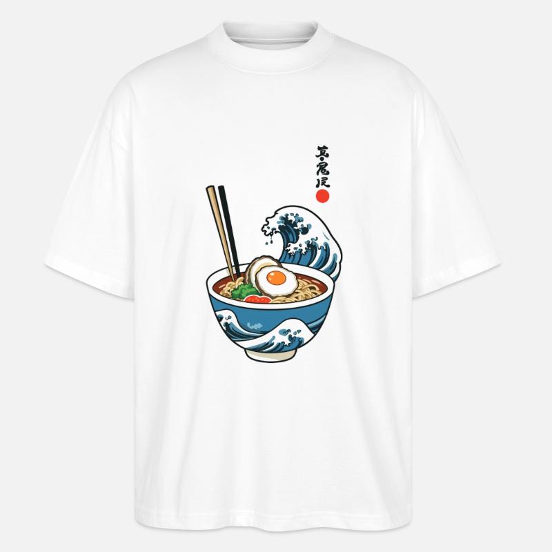 Ramen Ukiyo-e Esthétique Japonaise Rétro - T-shirt bio Blaster 2.0 coupe oversize Stanley/Stella Unisexe - blanc