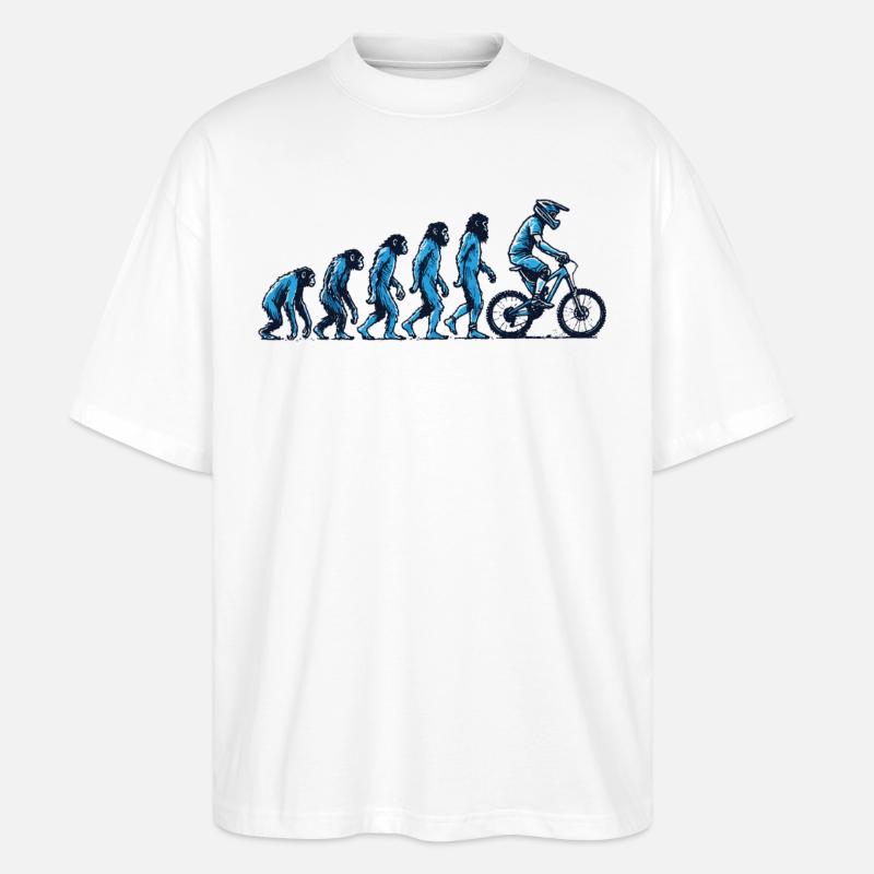 Evolution Vom Affen Zum Fahrradfahrer - Stanley/Stella Oversized Unisex Bio T-Shirt Blaster 2.0 - Weiß