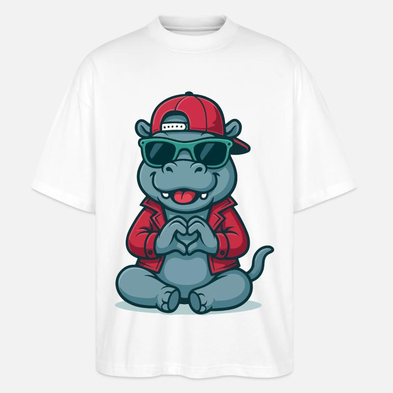 Hippo Heart Style - Stanley/Stella Oversized Unisex Bio T-Shirt Blaster 2.0 - Weiß