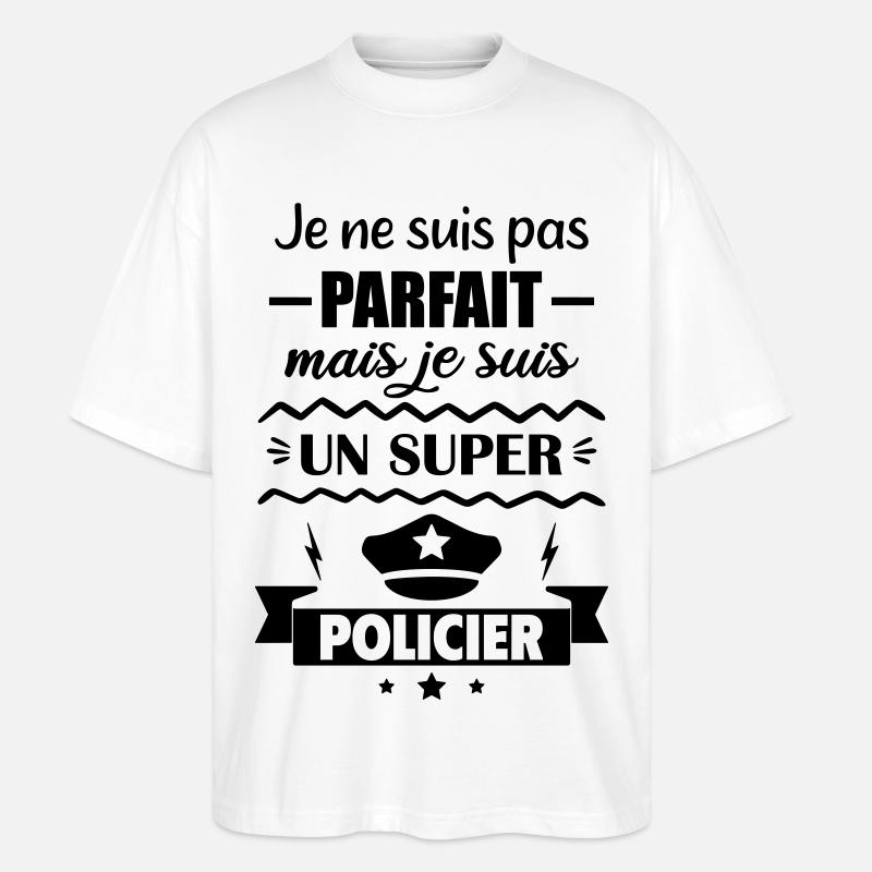 Nicht perfekt, aber super Polizei - Stanley/Stella Oversized Unisex Bio T-Shirt Blaster 2.0 - Weiß