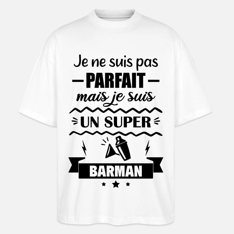 Nicht perfekt, aber toller Barkeeper - Stanley/Stella Oversized Unisex Bio T-Shirt Blaster 2.0 - Weiß