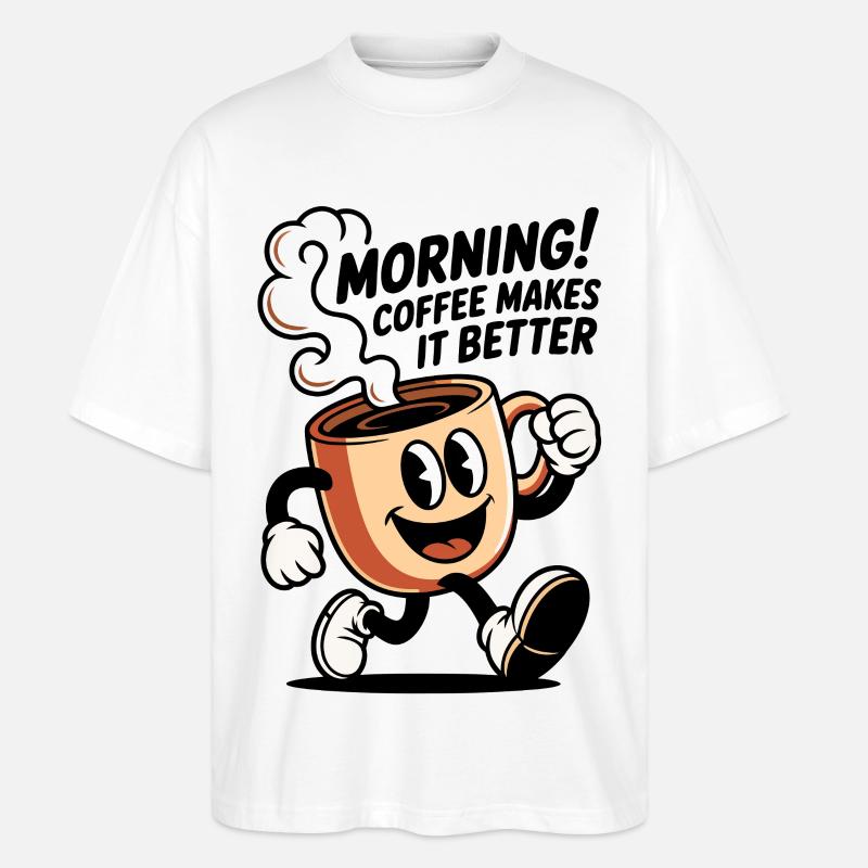 Dessin animé Tasse à Café - T-shirt bio Blaster 2.0 coupe oversize Stanley/Stella Unisexe - blanc