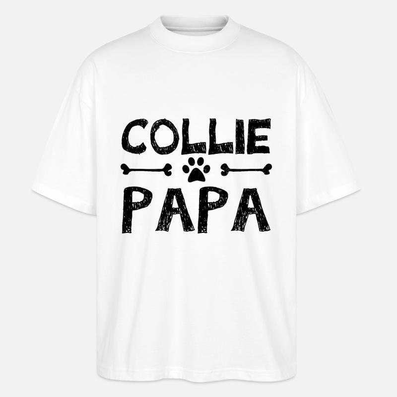 border collie Papa - T-shirt bio Blaster 2.0 coupe oversize Stanley/Stella Unisexe - blanc