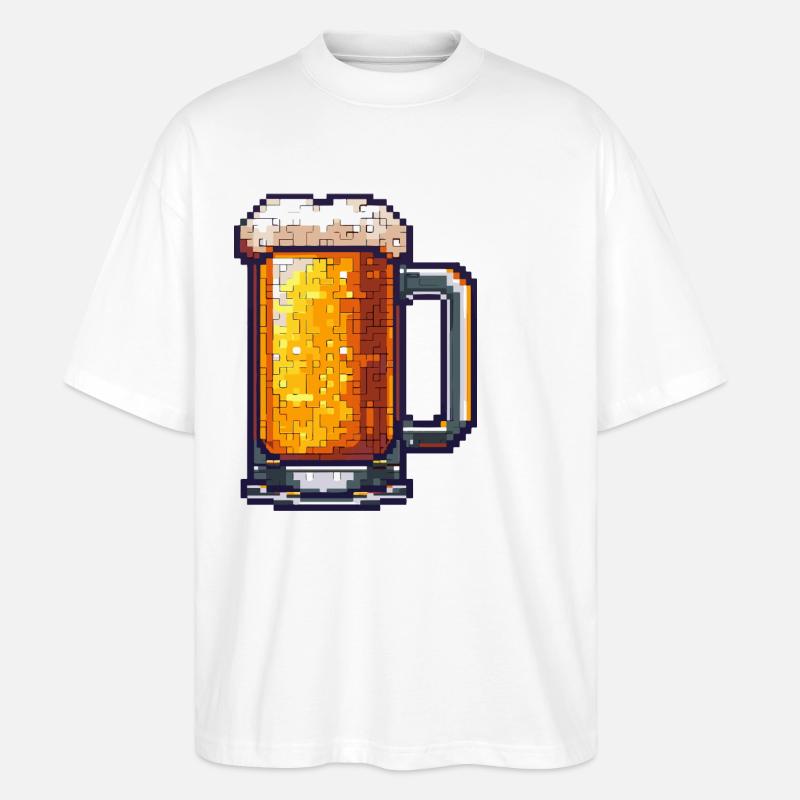 Bierkrug Pixel Bier - Stanley/Stella Oversized Unisex Bio T-Shirt Blaster 2.0 - Weiß