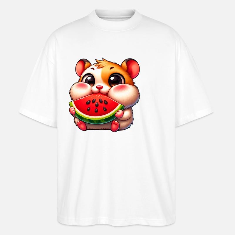Cute Cartoon Hamster Melon - Stanley/Stella Oversized Unisex Bio T-Shirt Blaster 2.0 - Weiß