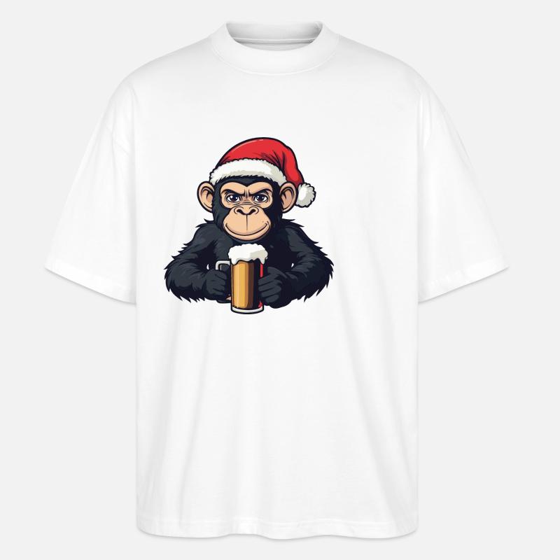 Bière de Noël Monkey - T-shirt bio Blaster 2.0 coupe oversize Stanley/Stella Unisexe - blanc