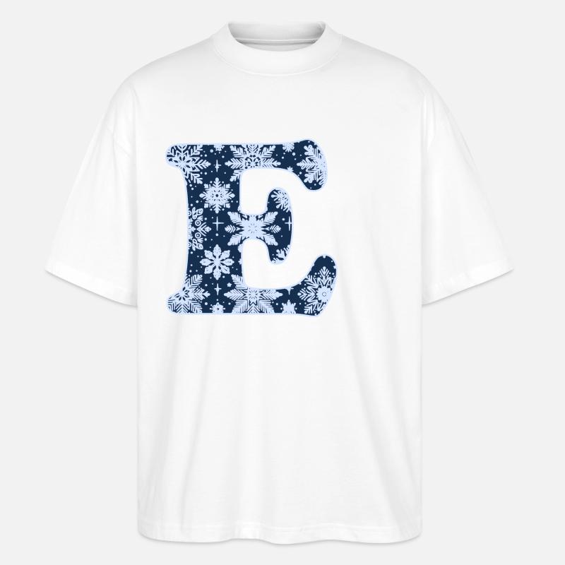Buchstabe E Schneeflocken - Stanley/Stella Oversized Unisex Bio T-Shirt Blaster 2.0 - Weiß