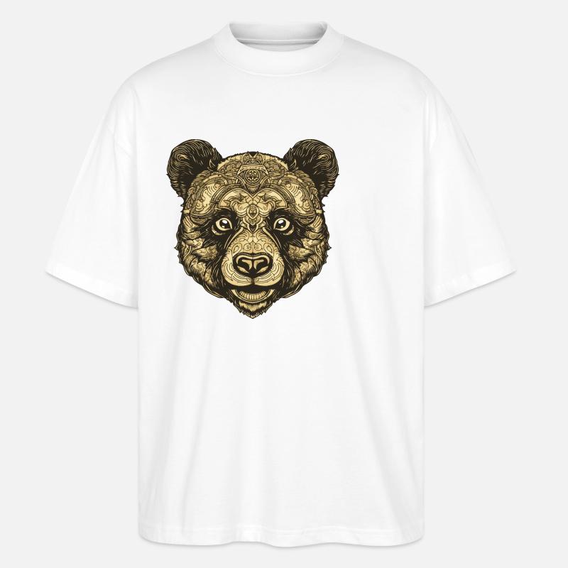 Panda Porträt - Stanley/Stella Oversized Unisex Bio T-Shirt Blaster 2.0 - Weiß