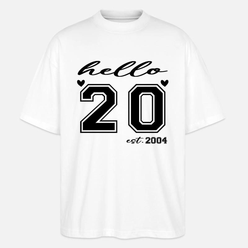 Hello 20 est 2004 - Stanley/Stella Oversized Unisex Organic T-shirt Blaster 2.0 - white