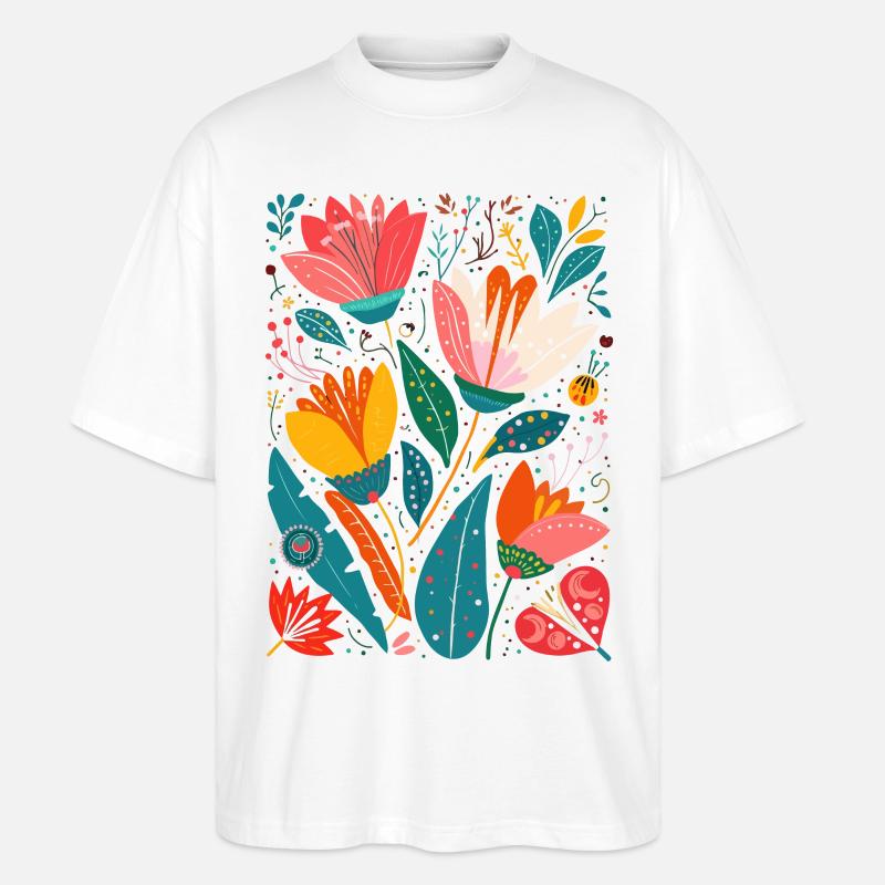 Otomi Blumenmuster Kulturelle Kunst - Stanley/Stella Oversized Unisex Bio T-Shirt Blaster 2.0 - Weiß